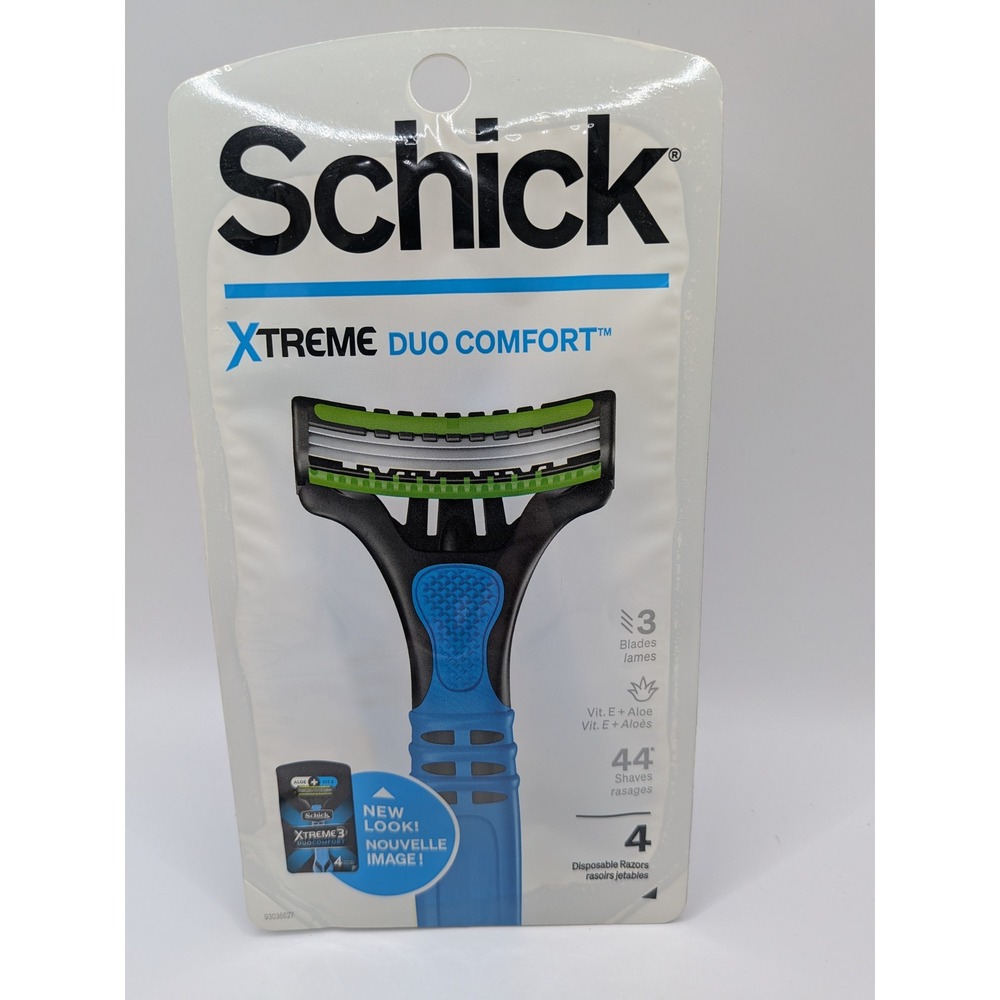 Schick Xtreme Duo Comfort Disposable Razors 3 Blades Aloe & Vit E 4 Count Pack